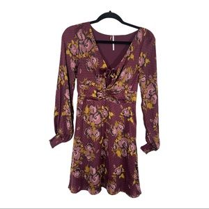 Free people morning light floral satin smocked dress